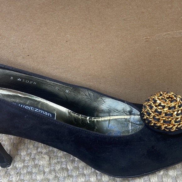 Stuart Weitzman black and gold  suede size 81/2. - Picture 8 of 9